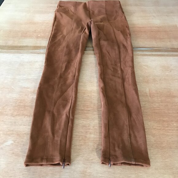 Anthropologie Slim Straight Velvet Pants Women 26P Brown Ankle Zip Hippie Preppy - Picture 1 of 9